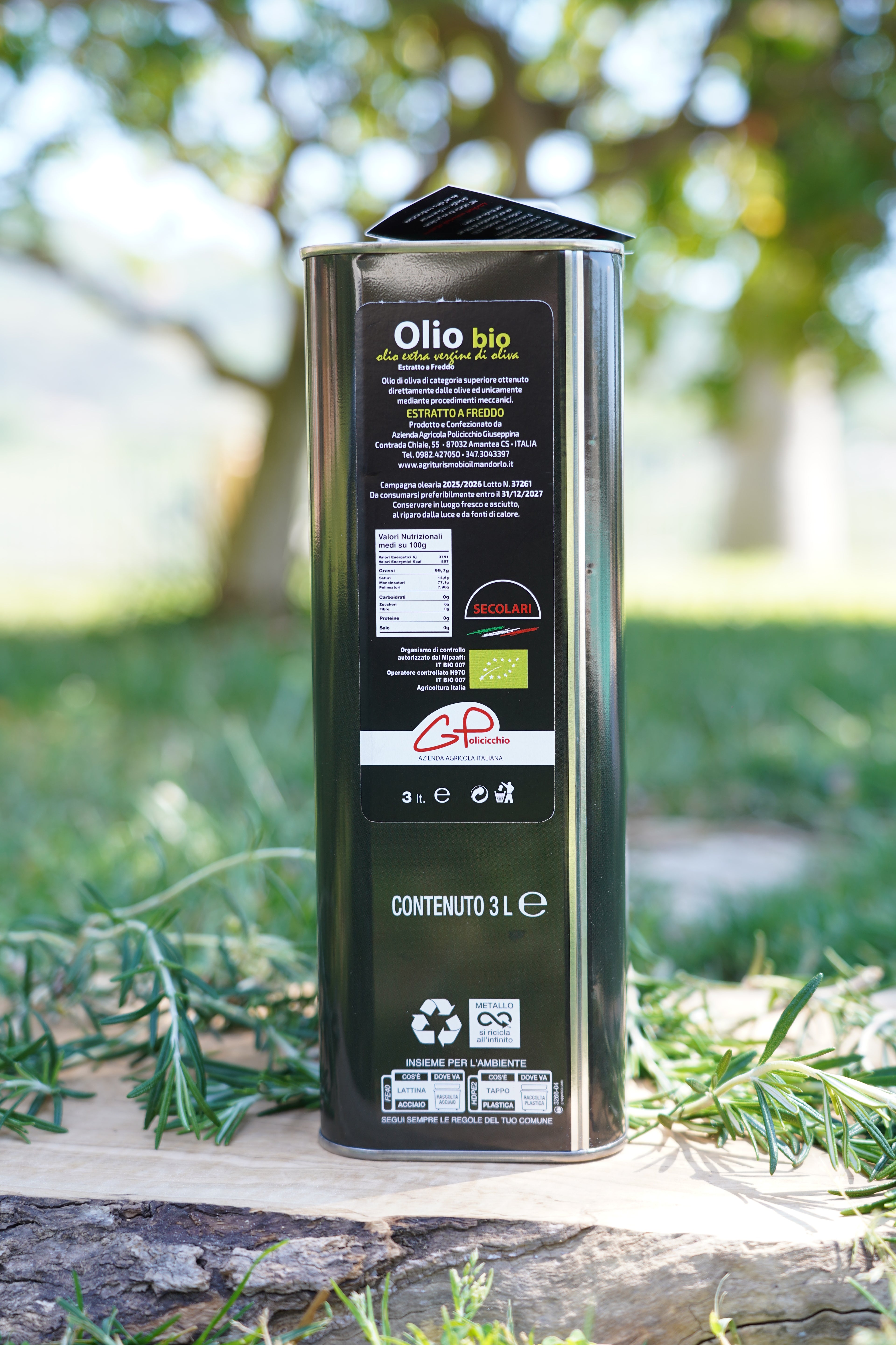 Olio Extravergine di Oliva Biologico 3 lt