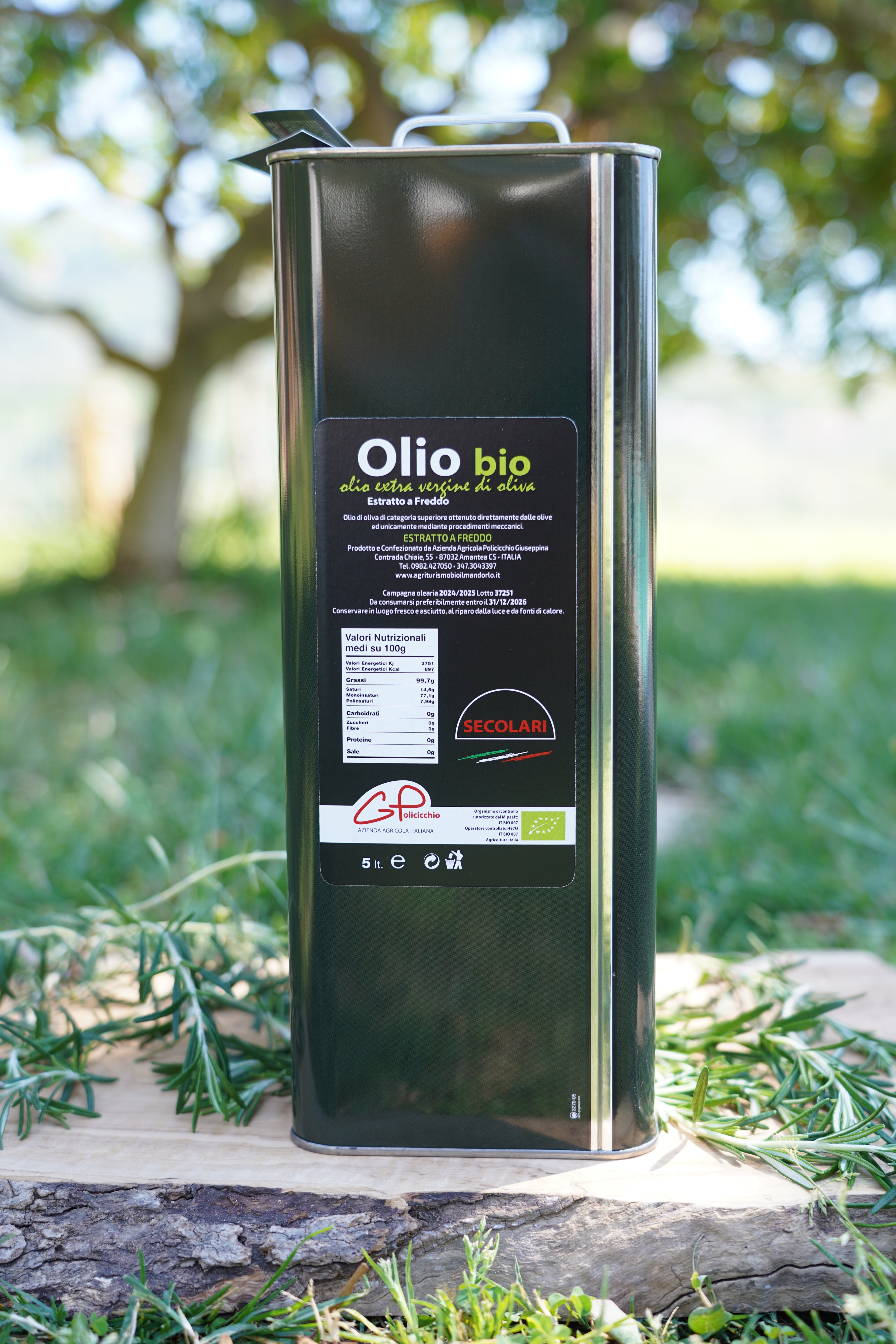 Olio Extravergine di Oliva Biologico 5 lt